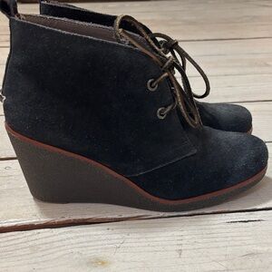 Sperry Black Suede Wedge Boots